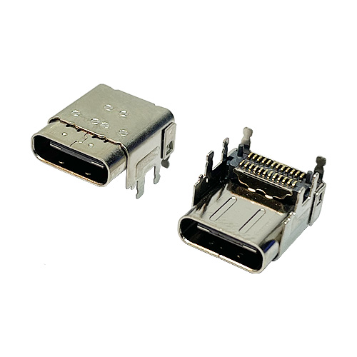 USB TYPE C REC 2ROWS R/A Double row SMT L=1.10MM, CH=3.4MM/Unflanged, Housing DIP=1.85MM