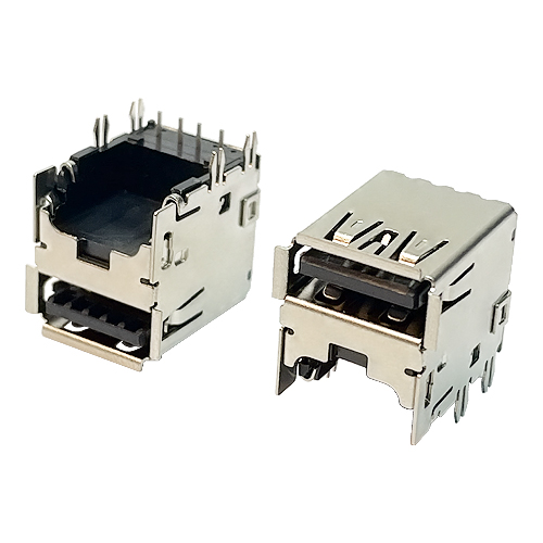 USB TYPE AF 2.0 90度  加高型DIP, CH=12.6mm,有卷边鱼叉脚,DIP=2.5mm